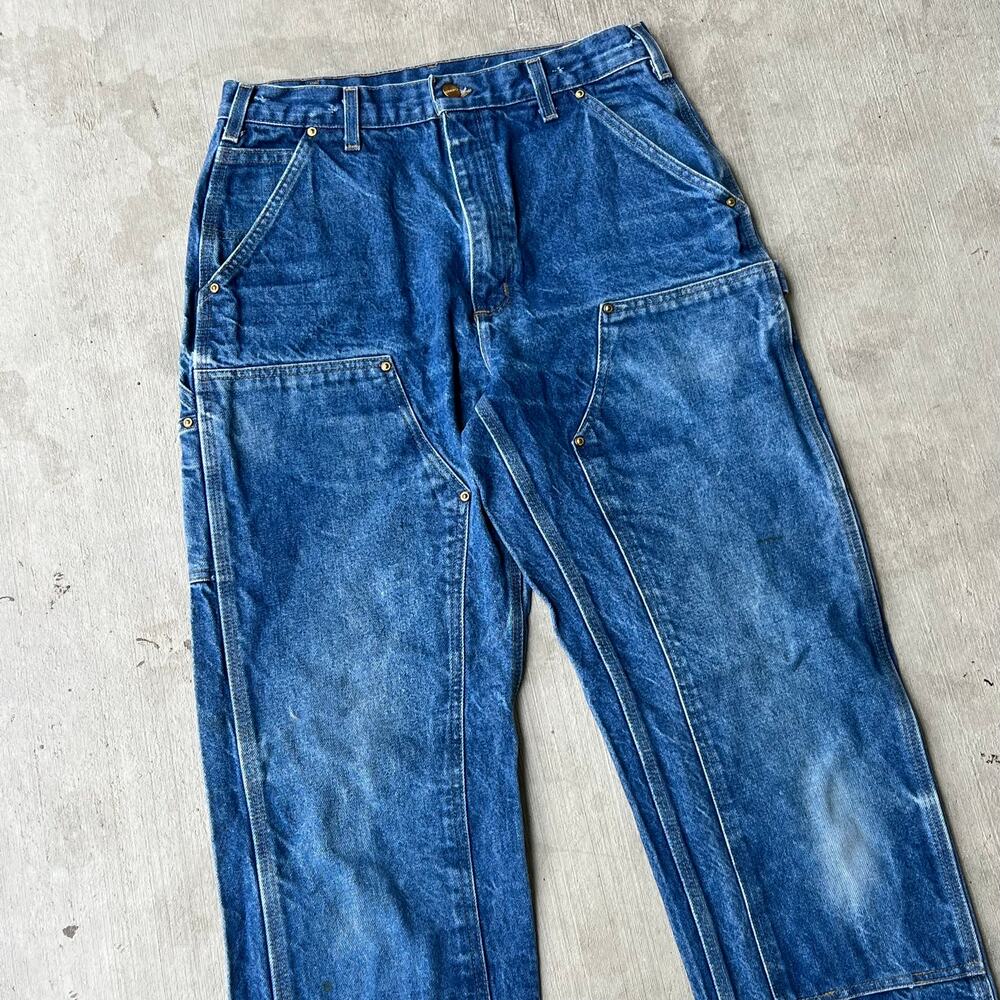 Carhartt blue denim jeans double knee work wear carpenter pants - Picture 2 of 10